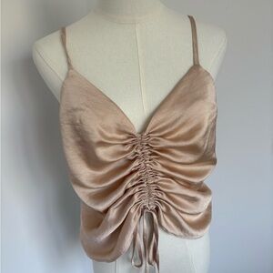ASOS Rose Gold Ruched Tie Front Camisole